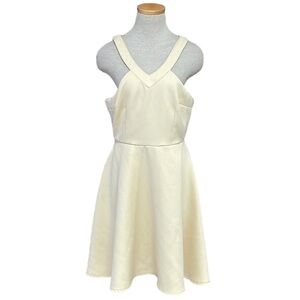 Fashion Line Dress Womens Large Cream NWT Fit & Flare Sleeveless V-Neck A-Line
